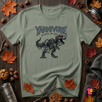 Yarnivore Stitch or Die knitting t-shirt in Military Green by Snarky Sarks