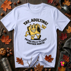 Yay, Adulting! sarcastic graphic t-shirt in Ash by Snarky Sarks