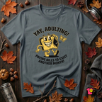 Yay, Adulting! sarcastic graphic t-shirt in Dark Gray by Snarky Sarks