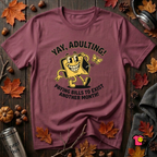 Yay, Adulting! sarcastic graphic t-shirt in Maroon by Snarky Sarks