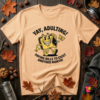 Yay, Adulting! sarcastic graphic t-shirt in Peach by Snarky Sarks