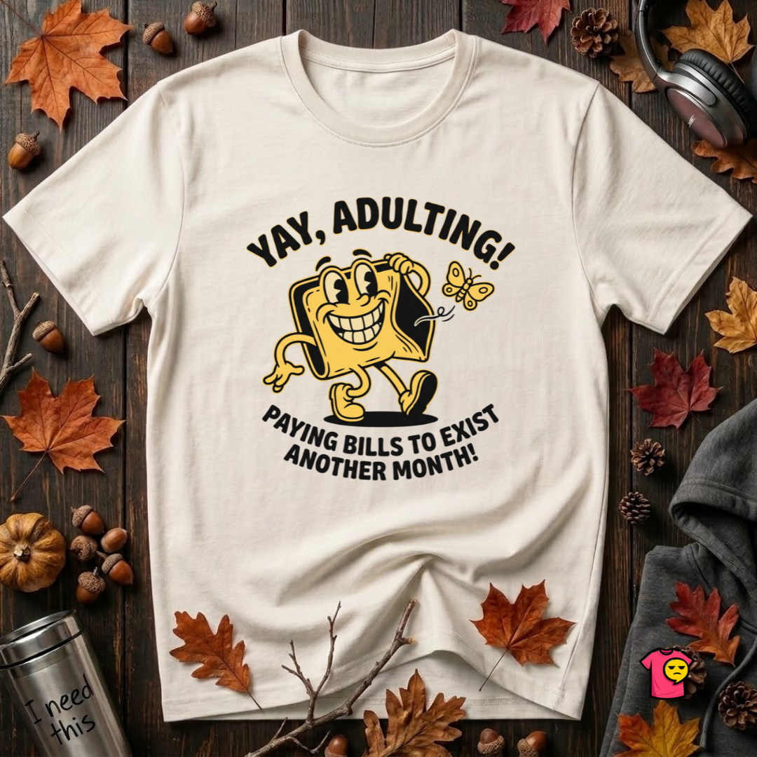 Yay, Adulting! sarcastic graphic t-shirt in White by Snarky Sarks