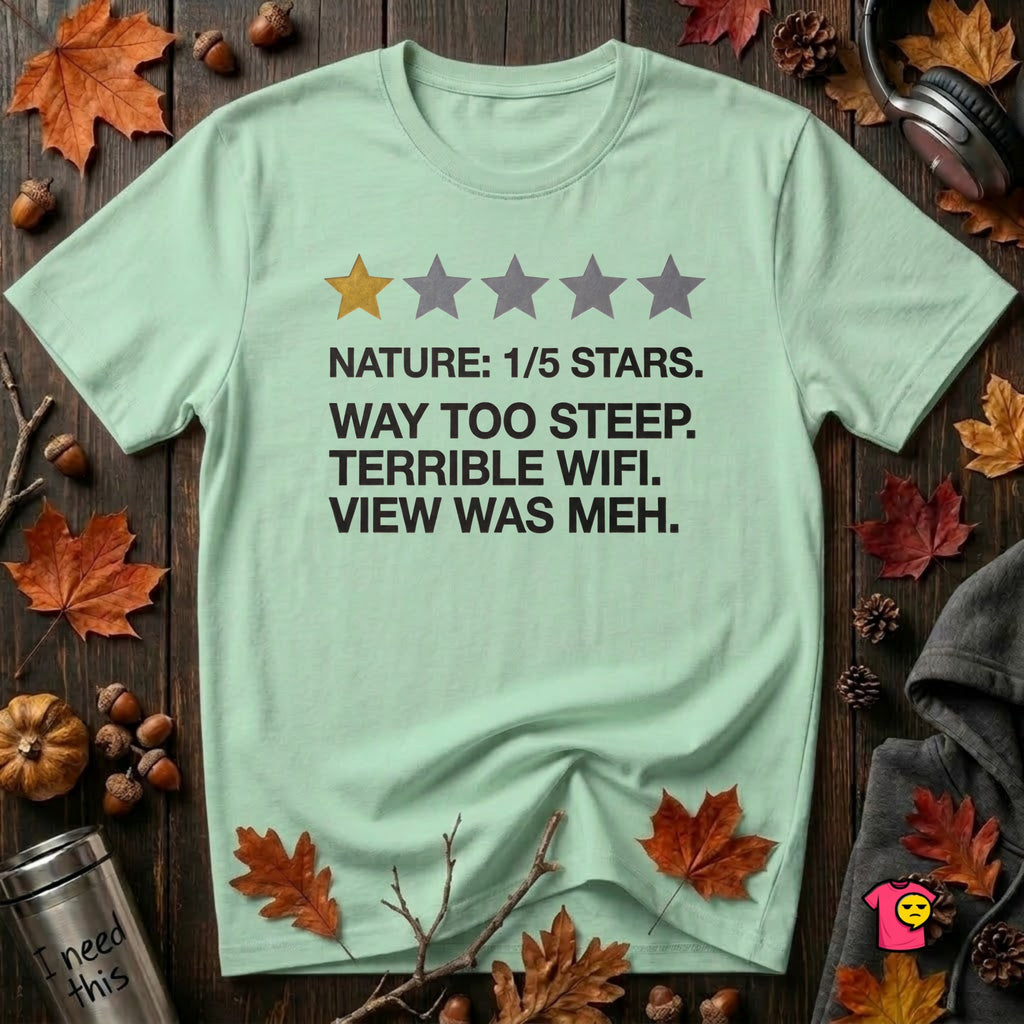 Nature's Disappointment sarcastic graphic t-shirt in Mint by Snarky Sarks